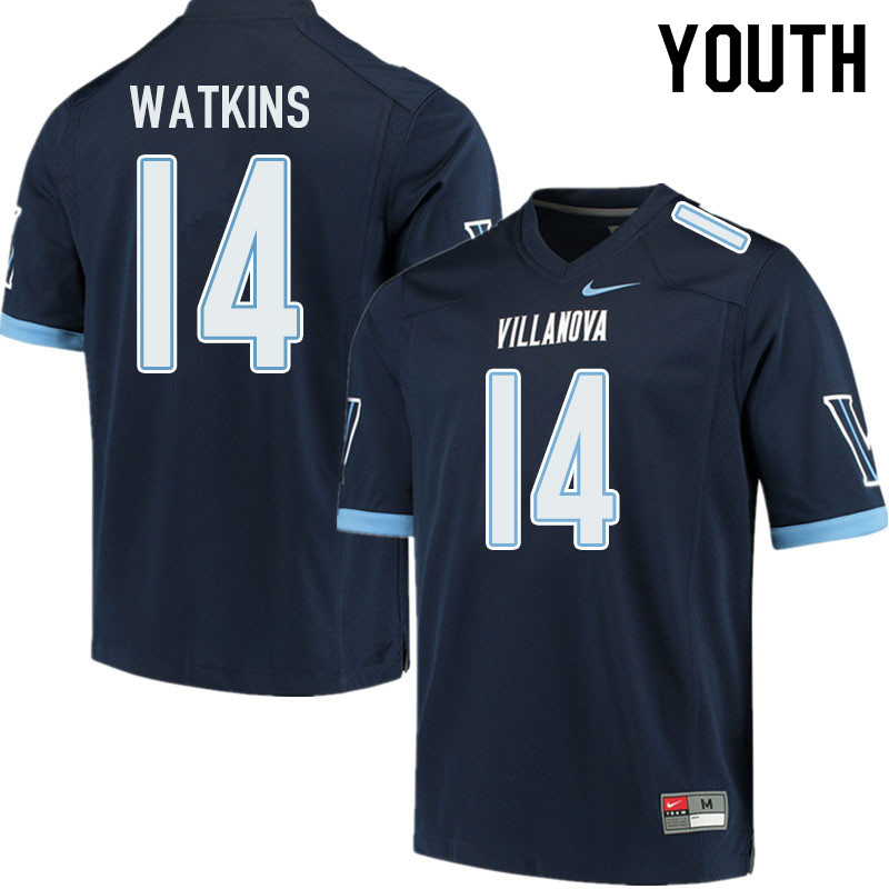 Youth #14 Connor Watkins Villanova Wildcats College Football Jerseys Sale-Navy - Click Image to Close